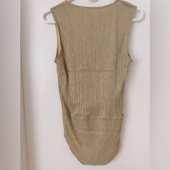 Anine Bing Gold Metallic Laceup Bodysuit NWT - Picture 5 of 5